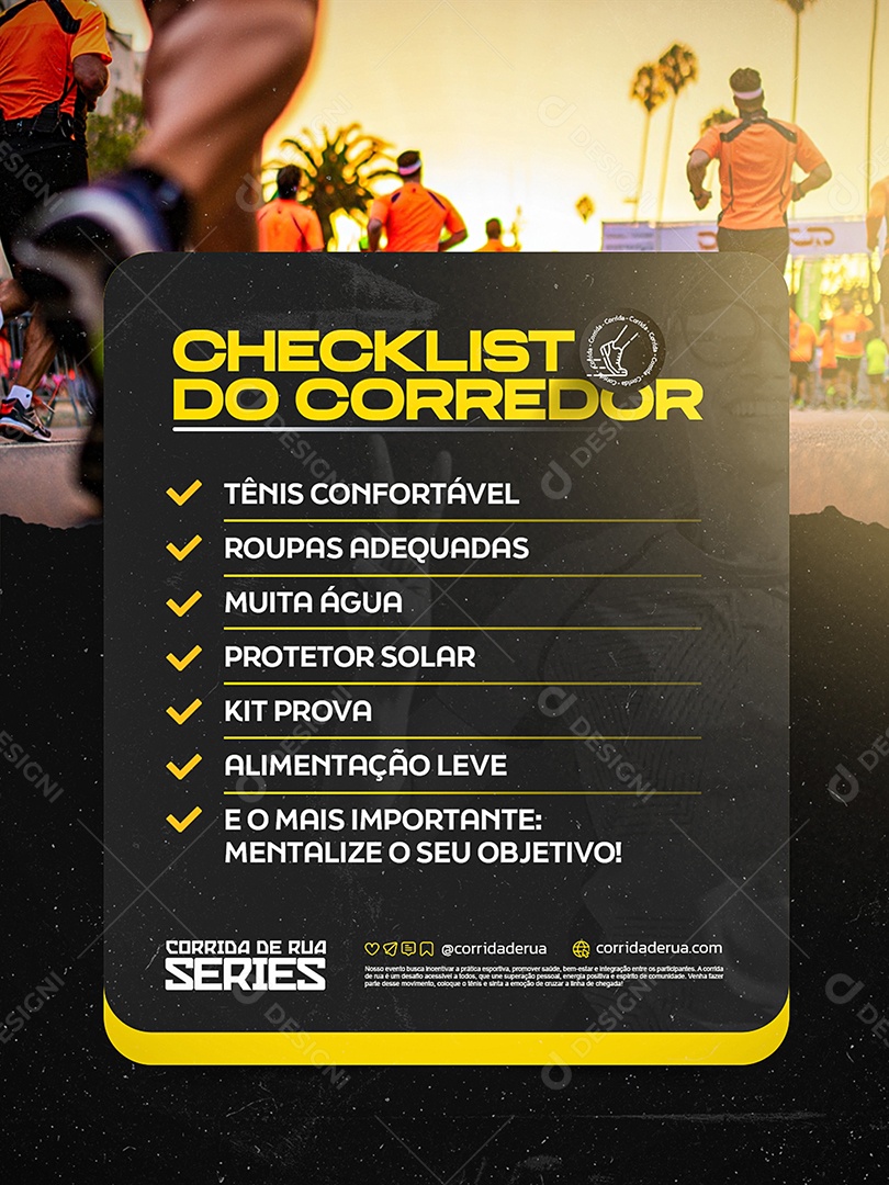 Corrida Checklist do Corredor Social Media PSD Editável