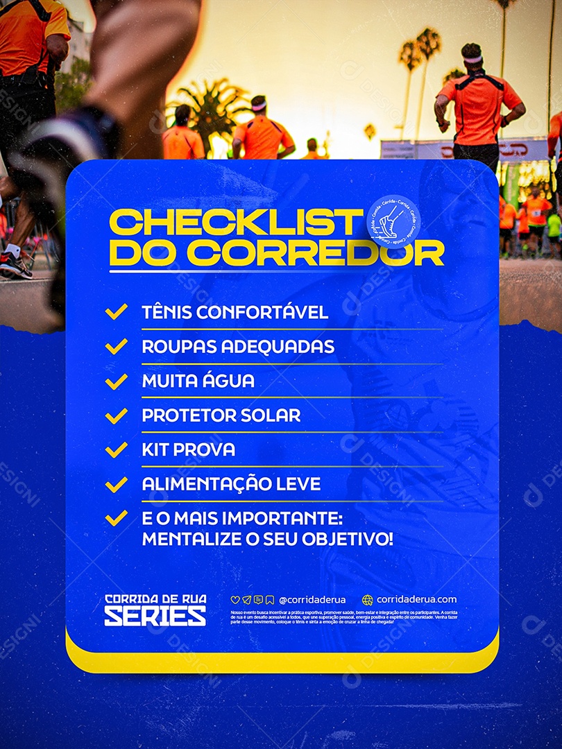 Corrida Checklist do Corredor Social Media PSD Editável