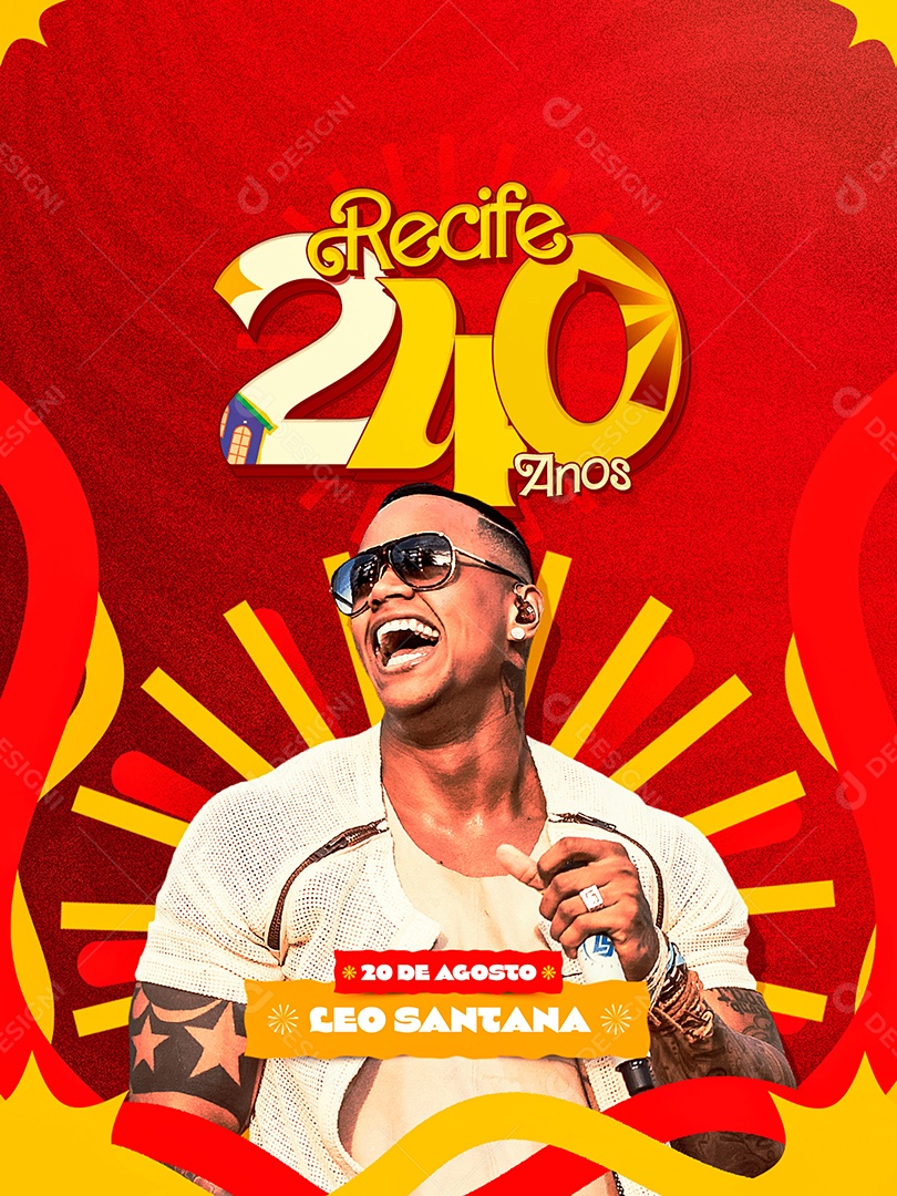 Flyer Feliz Aniversario Recife Social Media PSD Editável
