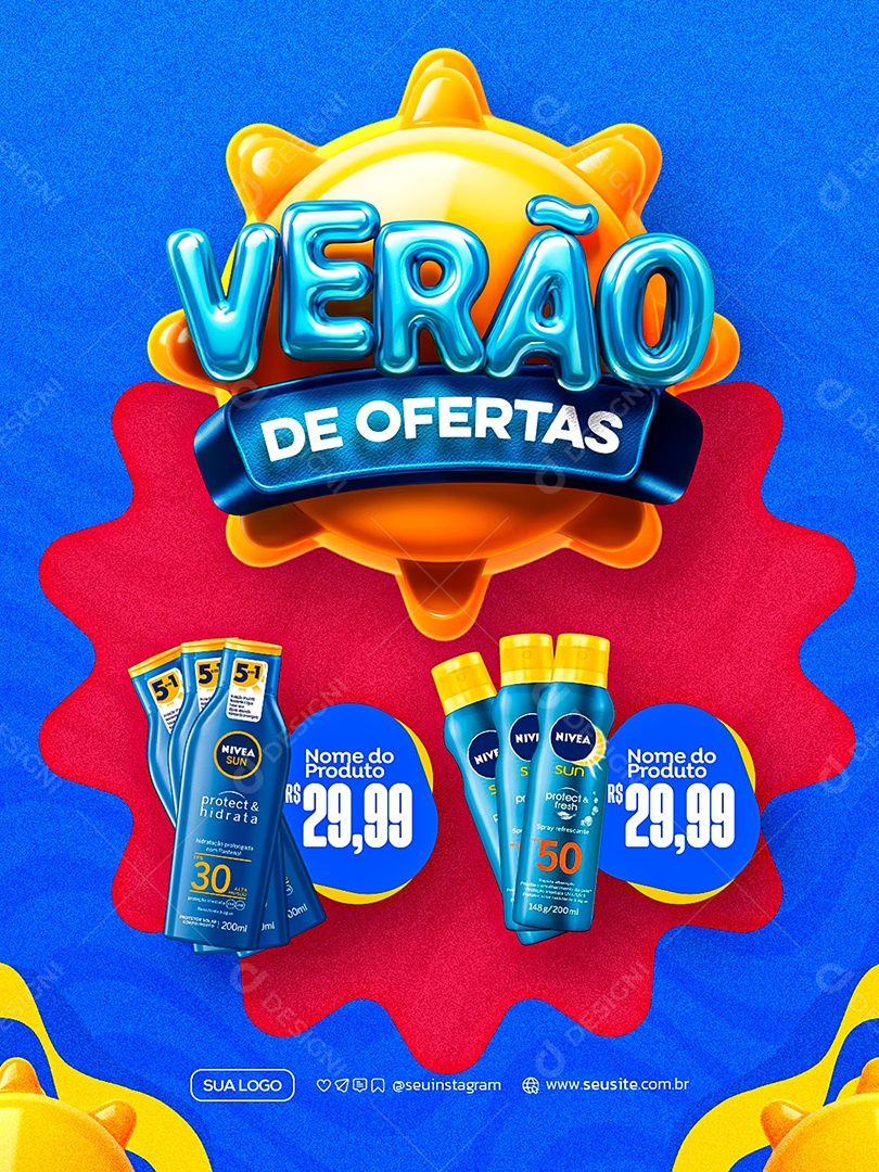 Ofertas de Verão Supermercado Social Media PSD Editável