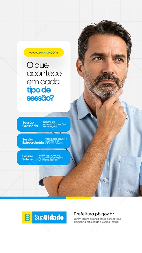 Story Prefeitura O Que Acontece em Cada Tipo de Sessão Social Media PSD Editável