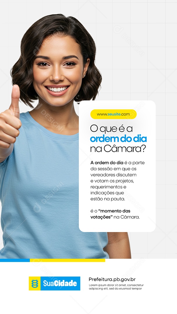 Story Prefeitura Sessão O Que é a Ordem do Dia na Câmara Social Media PSD Editável