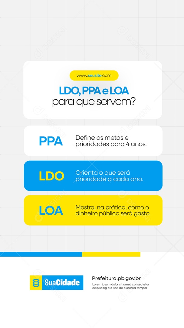 Story Prefeitura Sessão LDO PPA e LOA Para que Servem Social Media PSD Editável