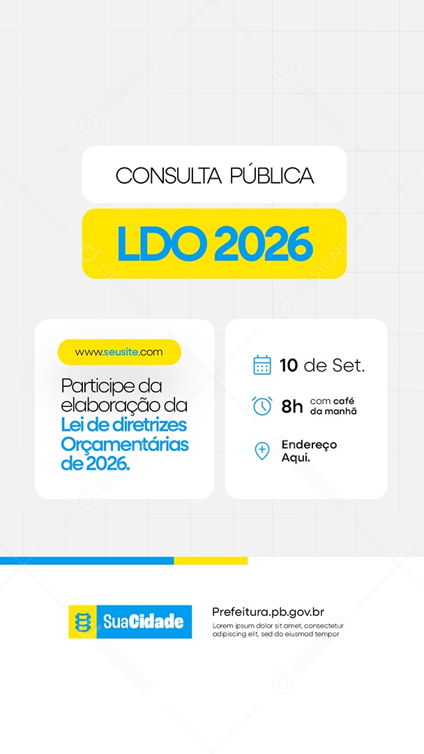 Story Prefeitura Sessão Consulta Pública LDO 2026 Social Media PSD Editável