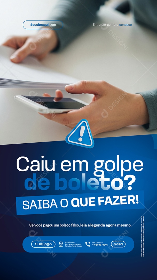 Story Finanças Caiu em Golpe de Boleto Saiba o Que Fazer Social Media PSD Editável