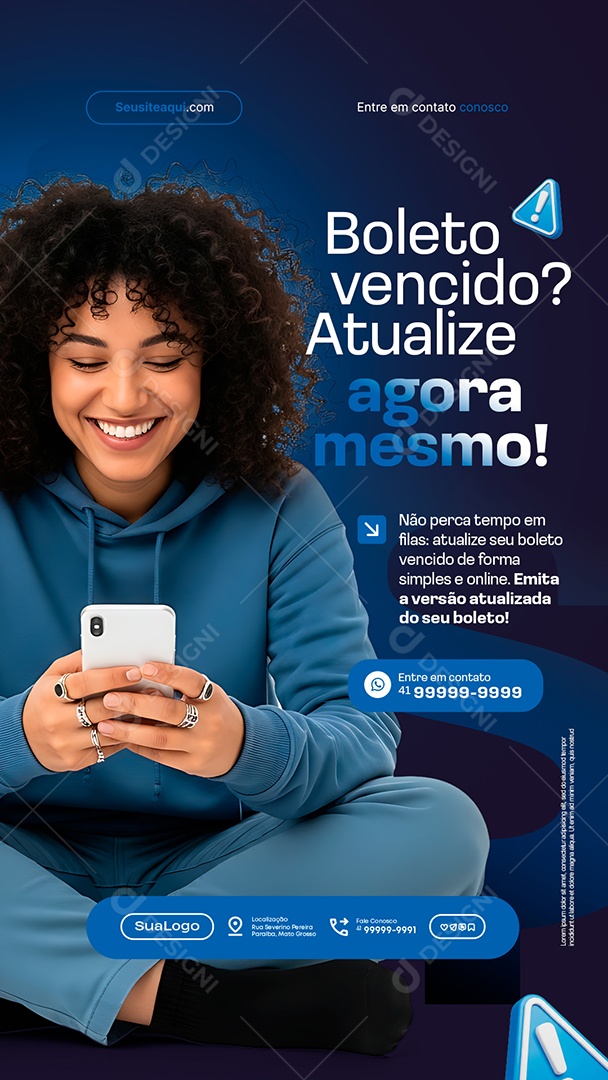 Story Boleto Vencido Atualize Agora Mesmo Social Media PSD Editável