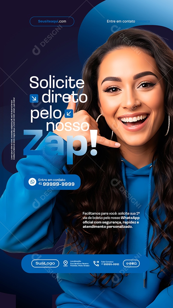 Story Boleto Solicite Direto Pelo Nosso Zap Social Media PSD Editável