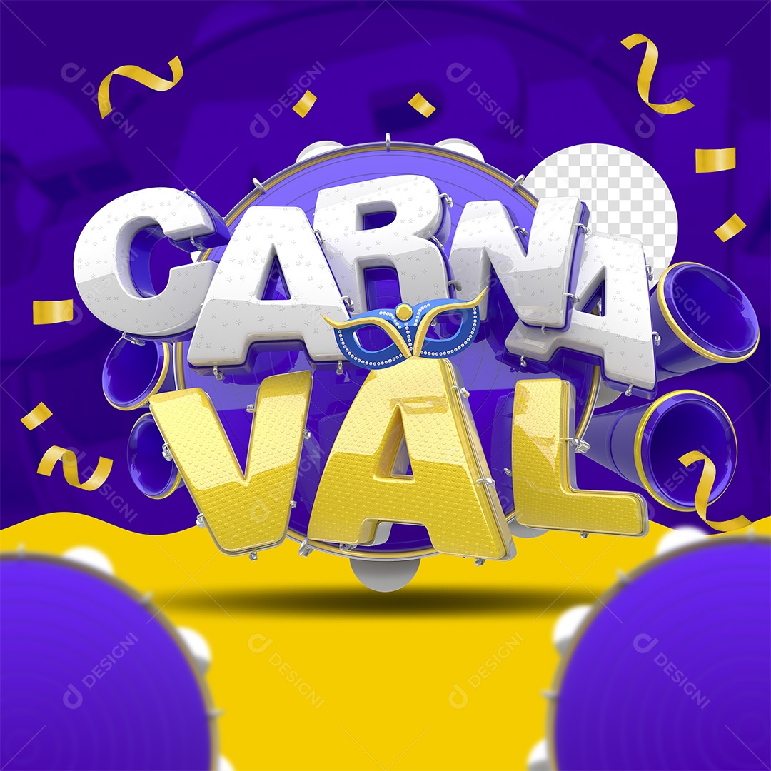 Carnaval Selo 3D para Composição PSD