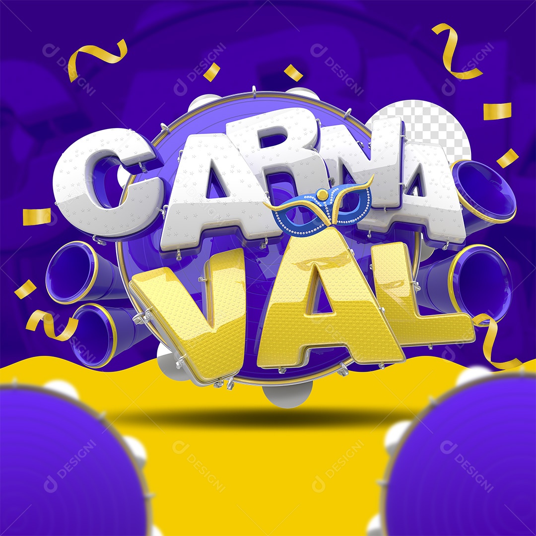 Carnaval Selo 3D para Composição PSD