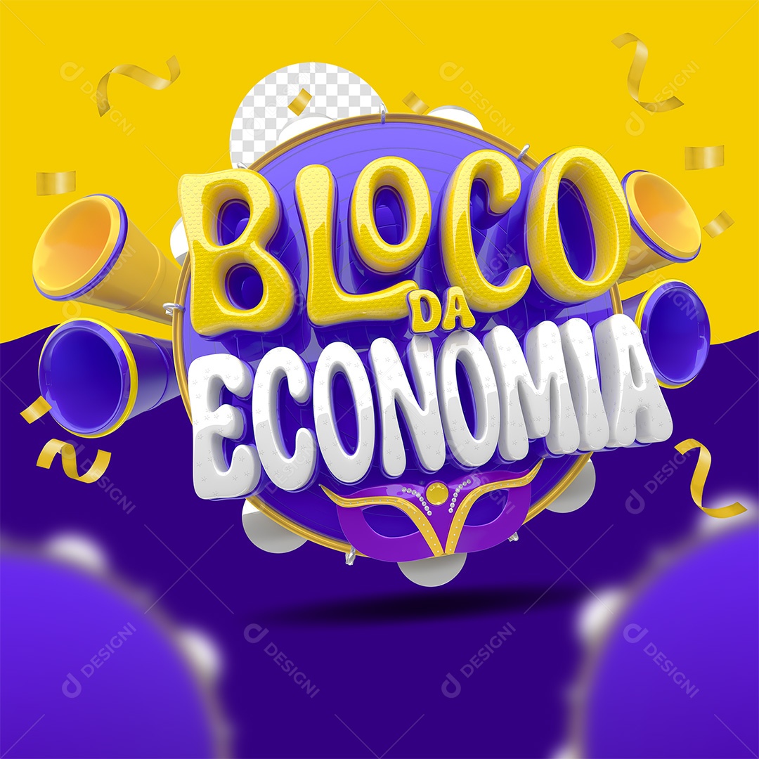 Bloco da Economia Selo 3D para Composição PSD