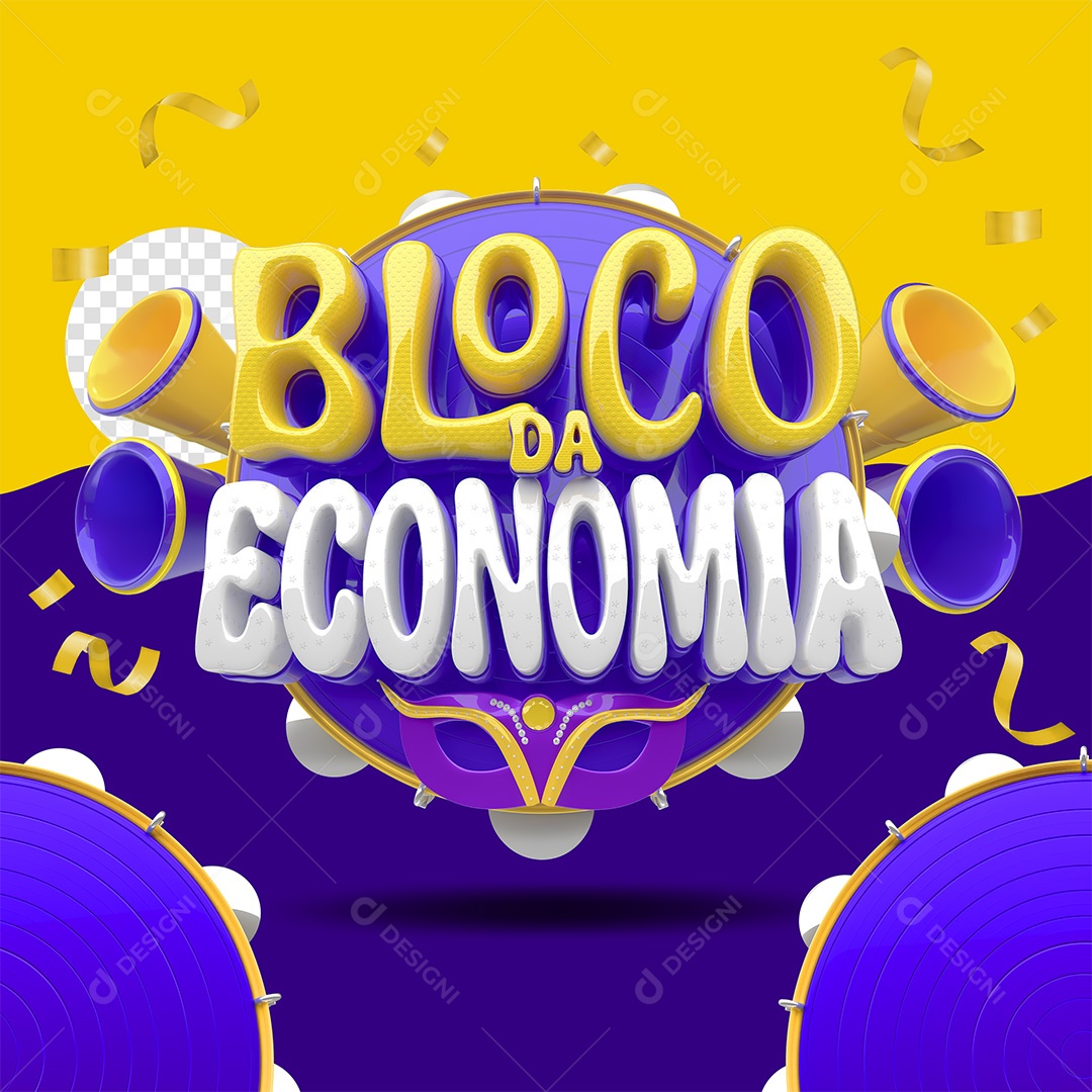 Bloco da Economia Selo 3D para Composição PSD