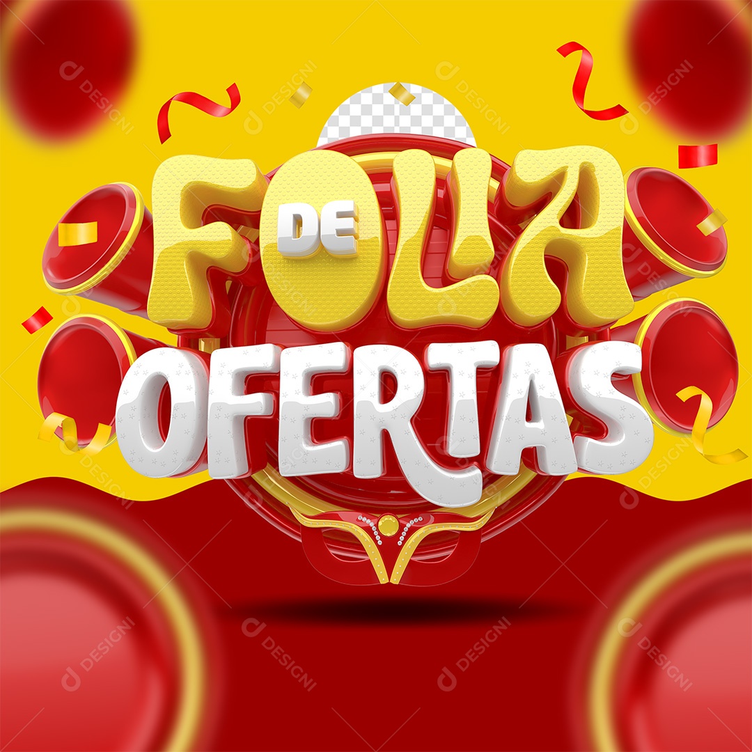 Folia de Ofertas Selo 3D Amarelo e Branco para Composição PSD