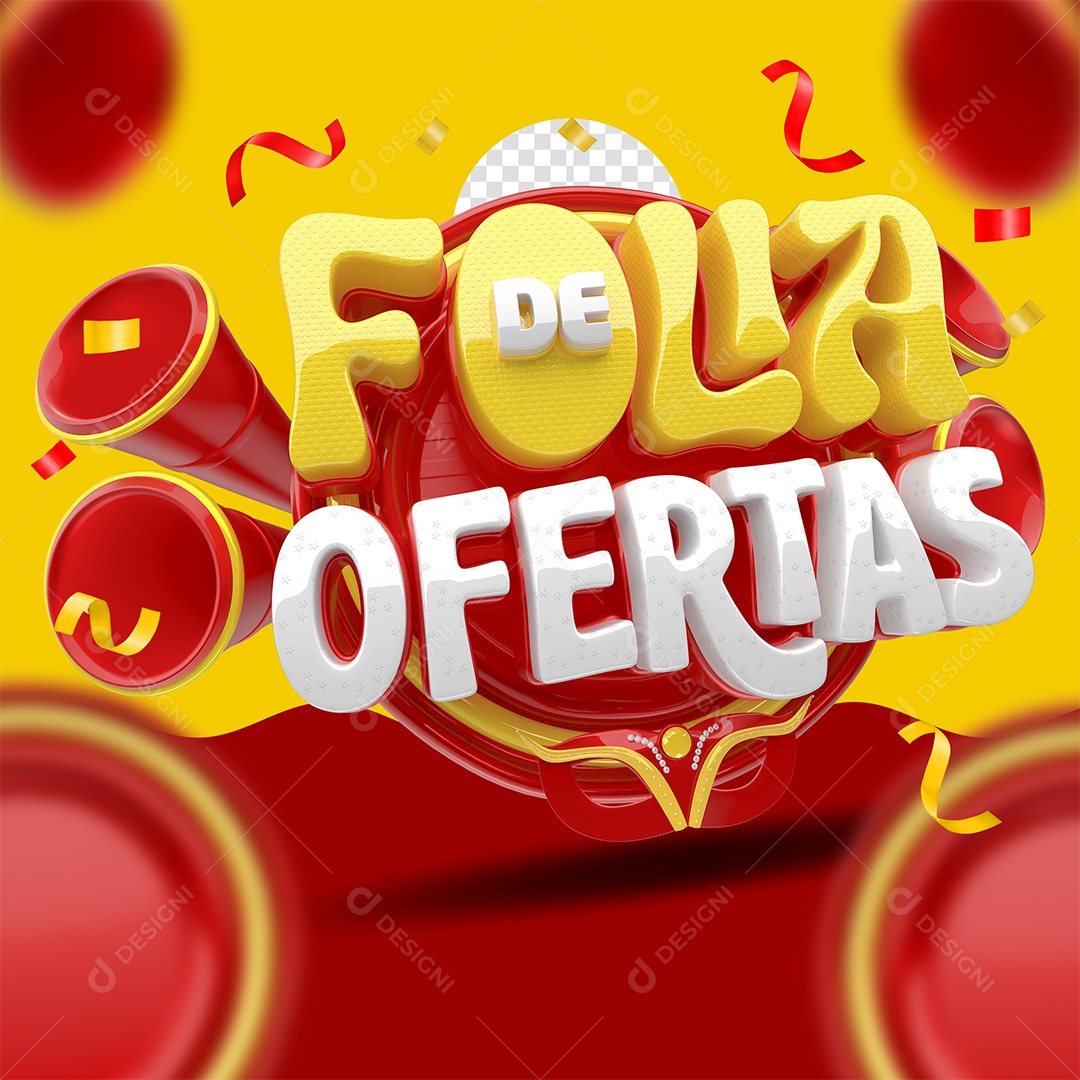 Folia de Ofertas Selo 3D Amarelo e Branco para Composição PSD