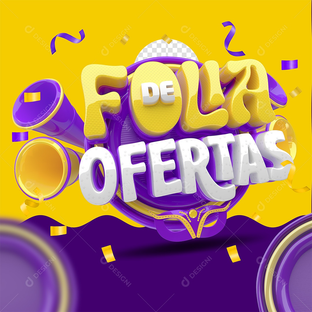 Folia de Ofertas Selo 3D Amarelo e Branco para Composição PSD