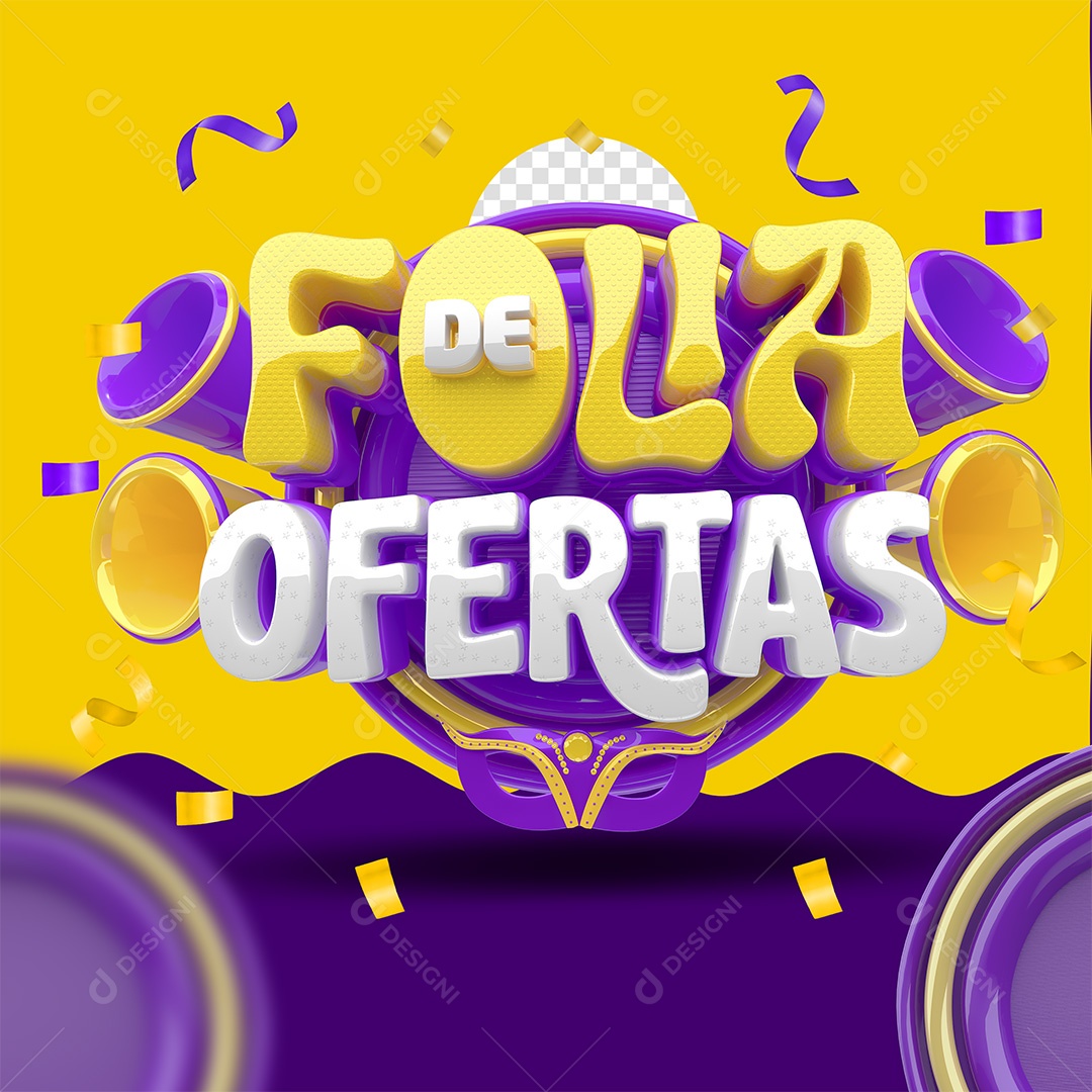 Folia de Ofertas Selo 3D Amarelo e Branco para Composição PSD