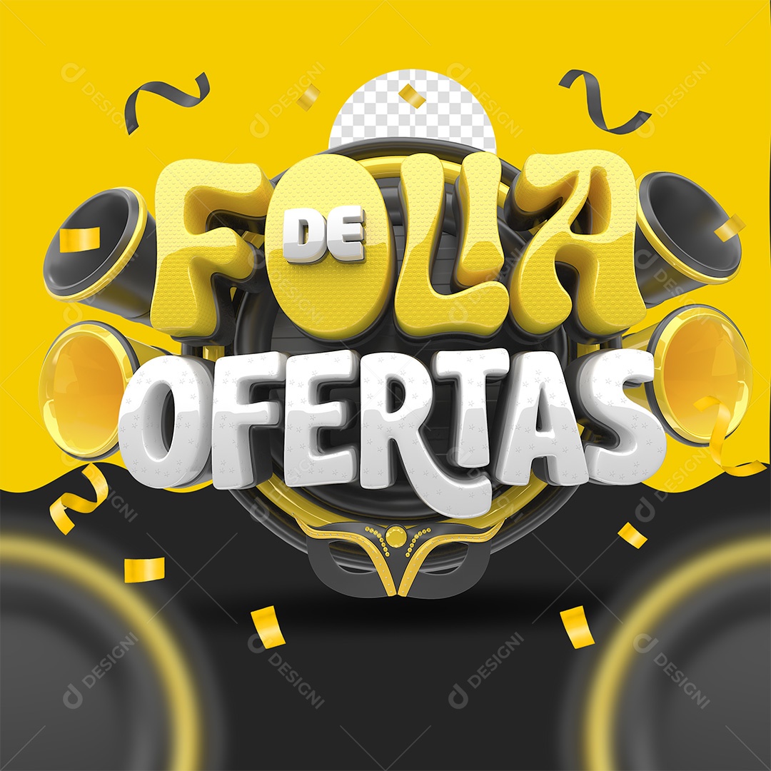 Folia de Ofertas Selo 3D Amarelo e Branco para Composição PSD
