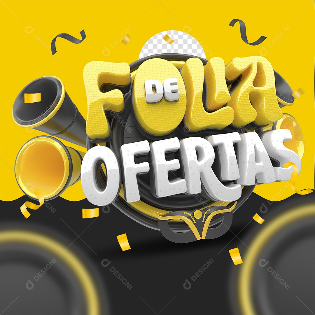 Folia de Ofertas Selo 3D Amarelo e Branco para Composição PSD