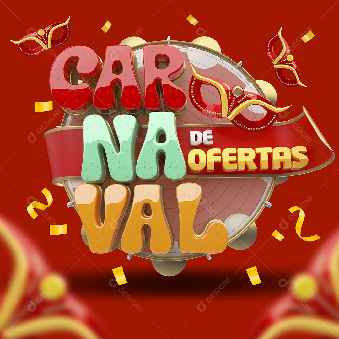 Carnaval de Ofertas Selo 3D Colorido para Composição PSD