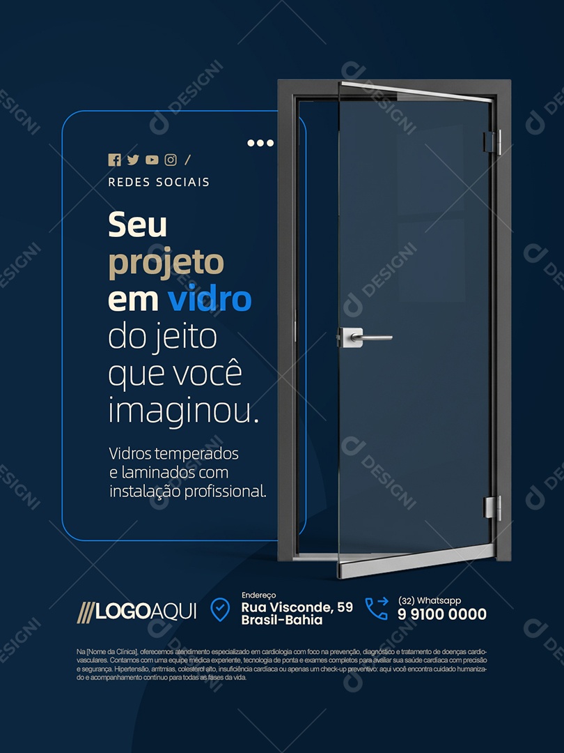 Vidraria Seu Projeto em Vidro do Jeito Que Você Imaginou Social Media PSD Editável