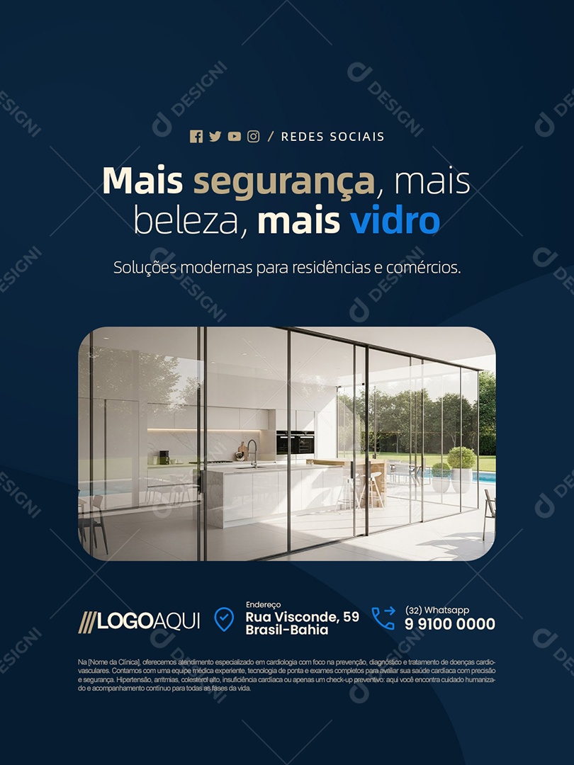 Vidraria Mais Segurança Mais Beleza Mais Vidro Social Media PSD Editável
