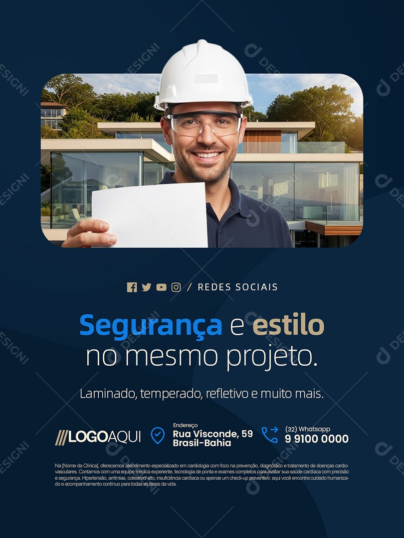 Vidraria Segurança e Estilo no Mesmo Projeto Social Media PSD Editável