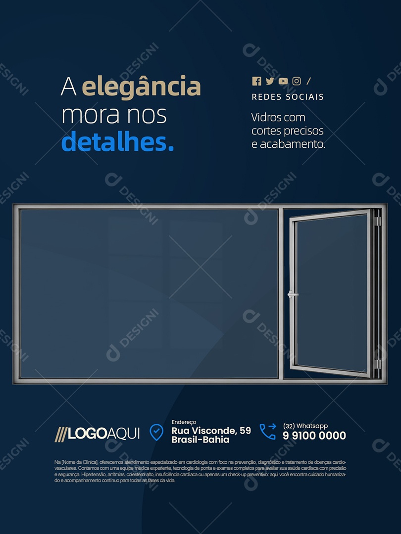 Vidraria a Elegância Mora nos Detalhes Social Media PSD Editável