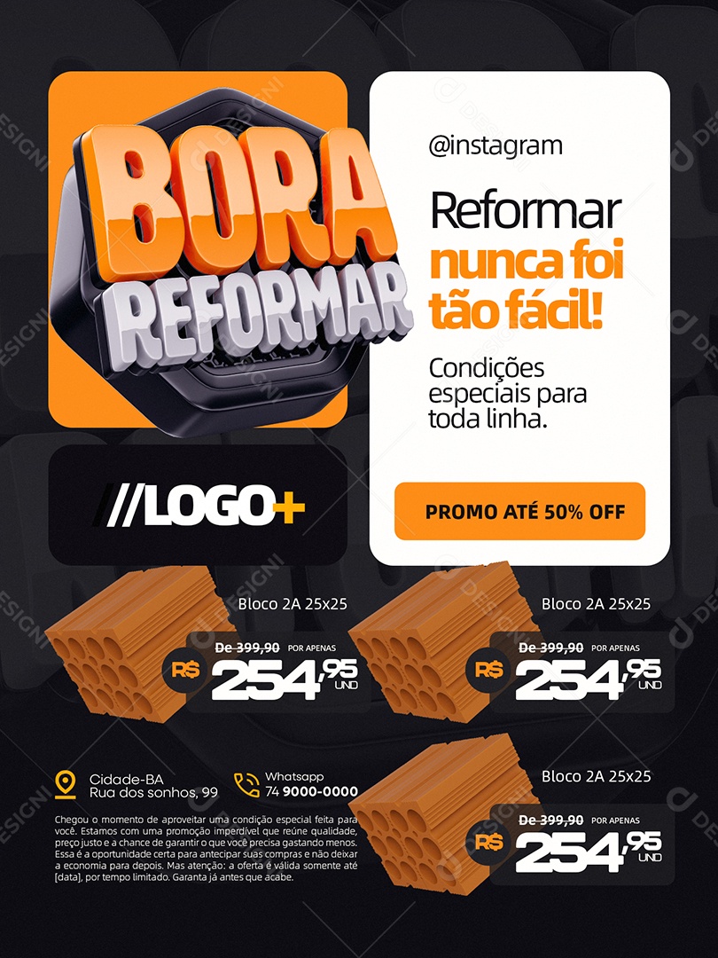 Bora Reforma Construção Encarte Reformar Nunca Foi Tão Fácil Social Media PSD Editável