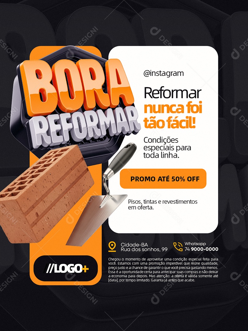 Bora Reforma Construção Reformar Nunca Foi Tão Fácil Social Media PSD Editável
