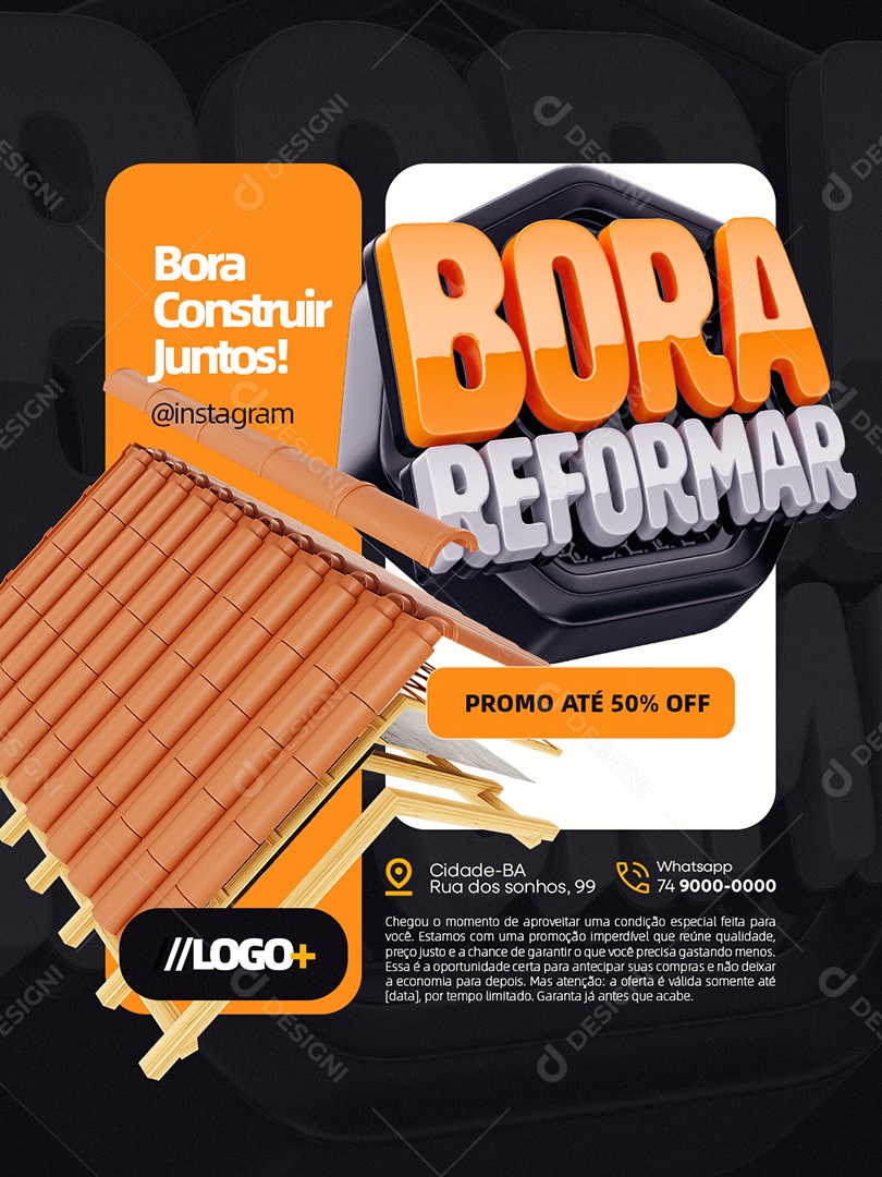 Bora Reforma Construção Bora Construir Juntos Social Media PSD Editável