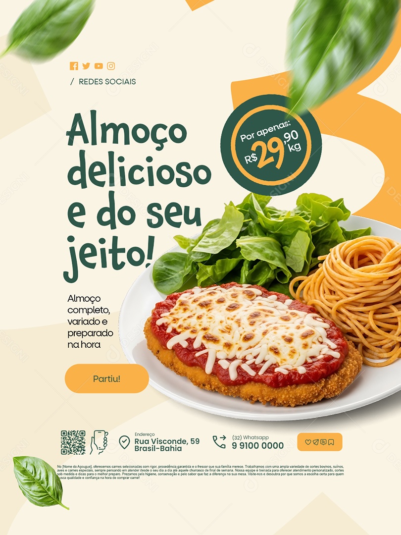 Restaurante Almoço Delicioso e do Seu Jeito Social Media PSD Editável