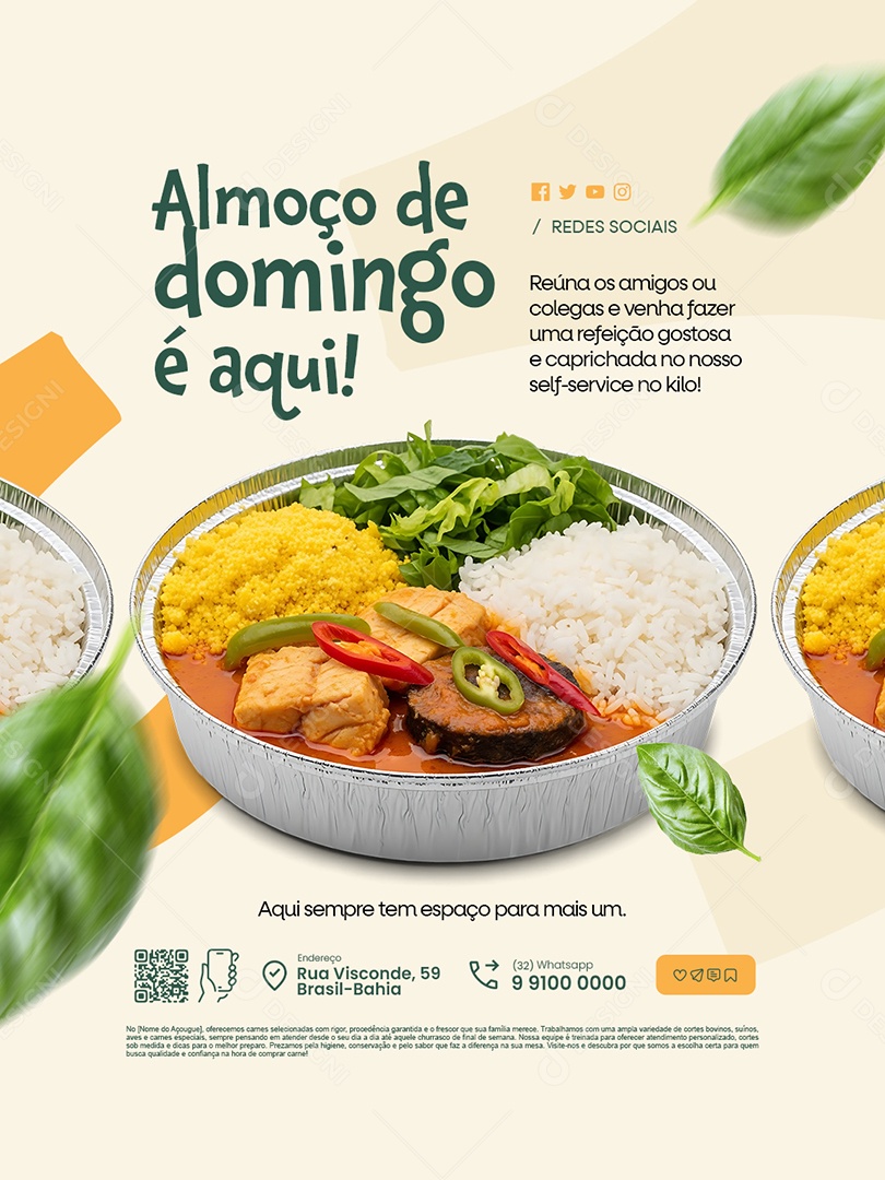 Restaurante Almoço de Domingo é Aqui Social Media PSD Editável