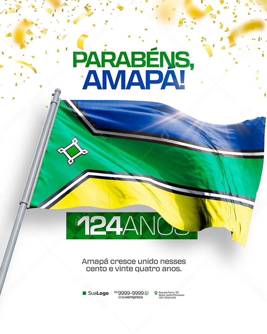 Aniversario Amapá 124 anos 13 de Setembro Cresce Unido Social Media PSD Editavel
