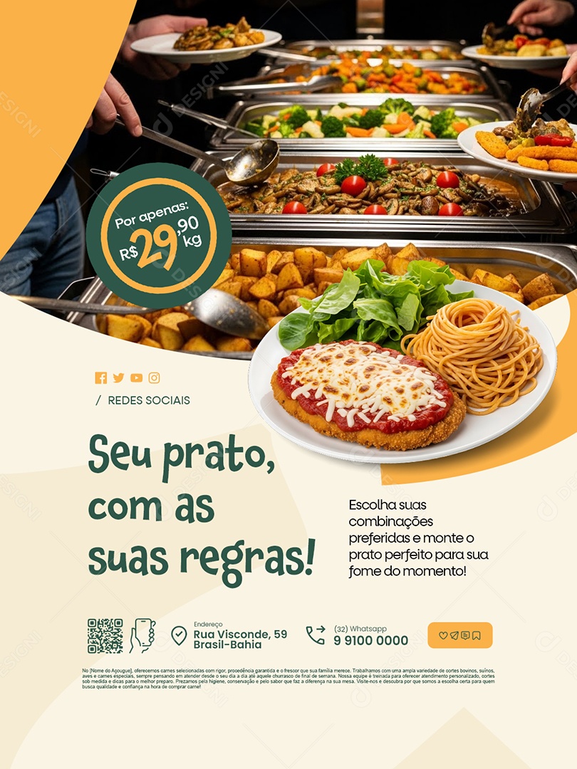 Restaurante Seu Prato com As Suas Regras Social Media PSD Editável
