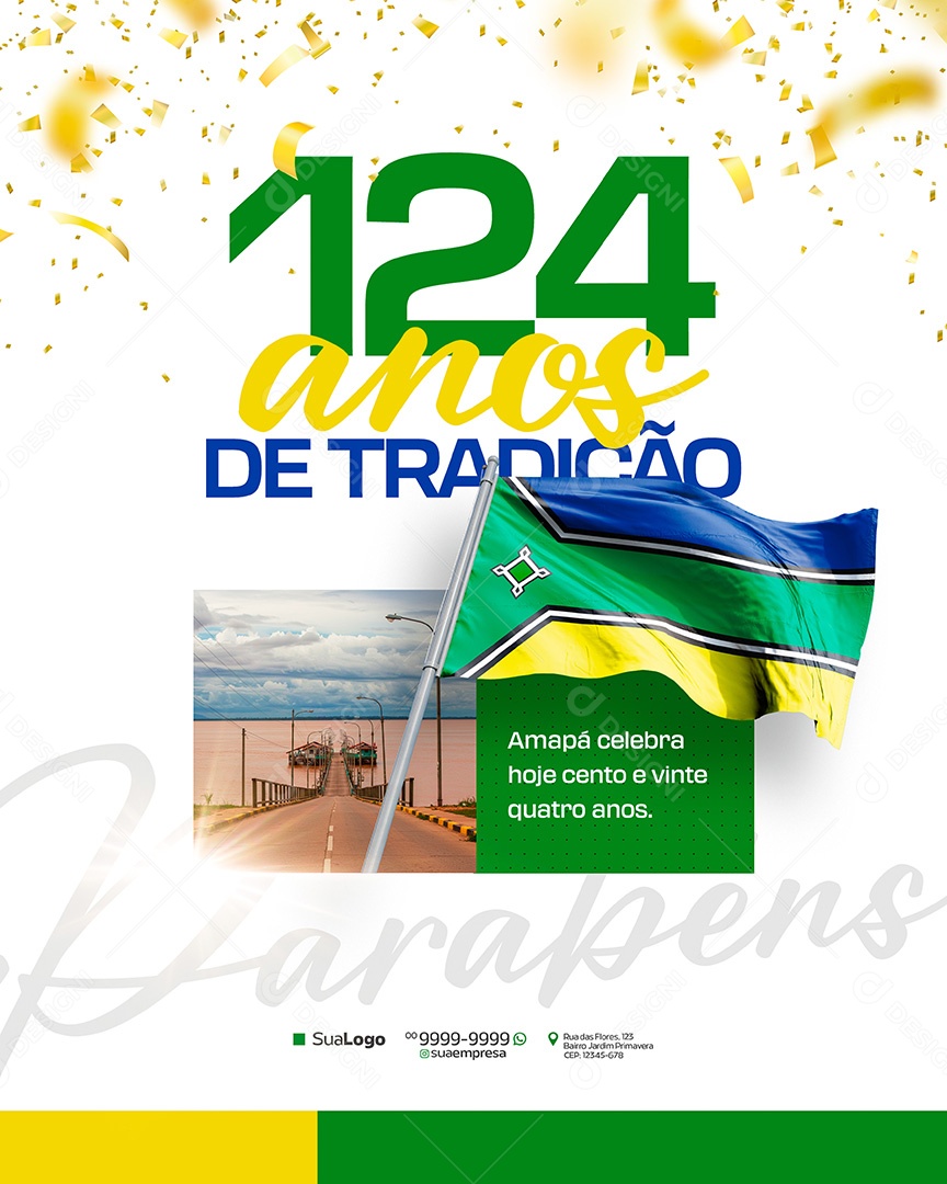 Aniversario Amapá  124 anos 13 de Setembro Social Media PSD Editavel