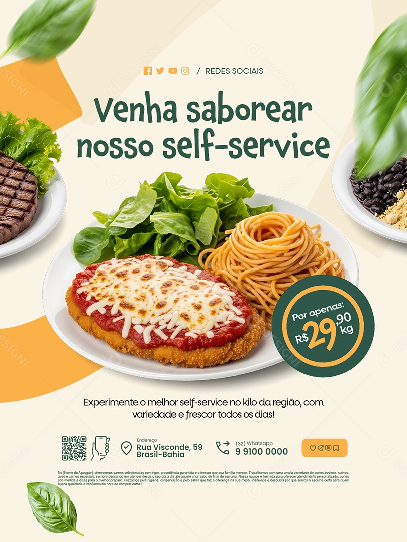 Restaurante Venha Saborear Nosso Self Service Social Media PSD Editável
