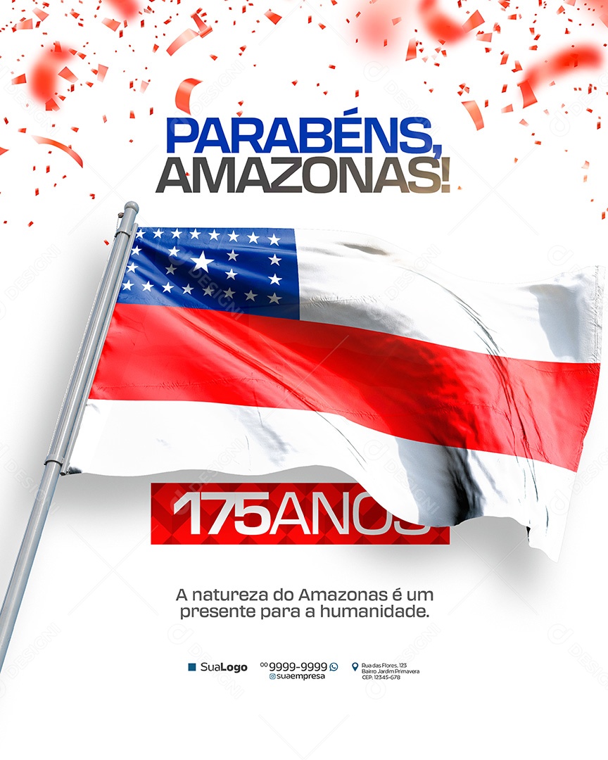 Aniversario do Amazonas 175 anos 05 de Setembro A Natureza do Amazonas Social Media PSD Editavel
