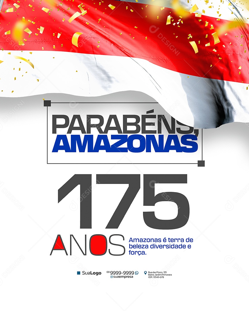 Aniversario do Amazonas 175 anos 05 de Setembro É Terra de Beleza Social Media PSD Editavel