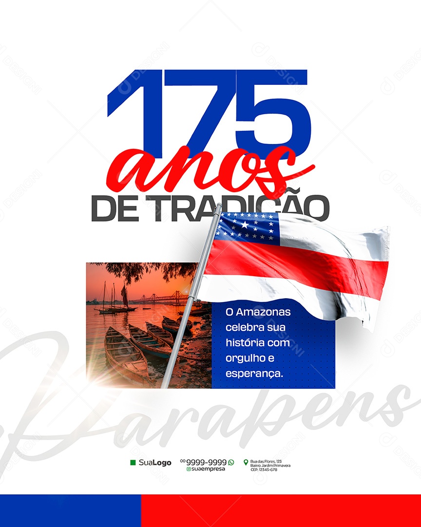 Aniversario do Amazonas 175 anos 05 de Setembro Social Media PSD Editavel