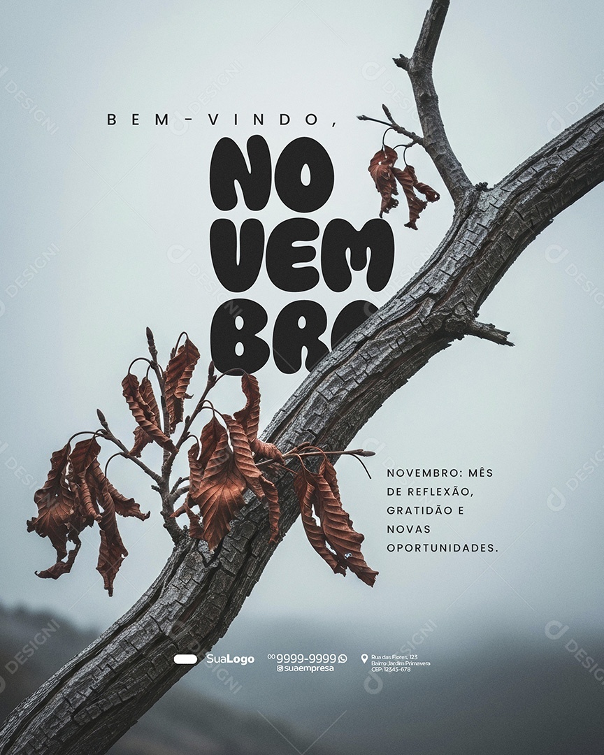 Bem vindo Novembro Novo Mês Mês de Reflexão Social Media PSD Editavel
