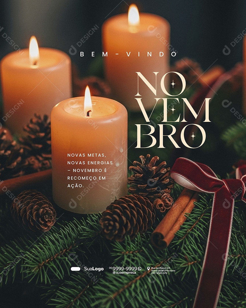 Bem vindo Novembro Novo Mês Novas Metas Social Media PSD Editavel