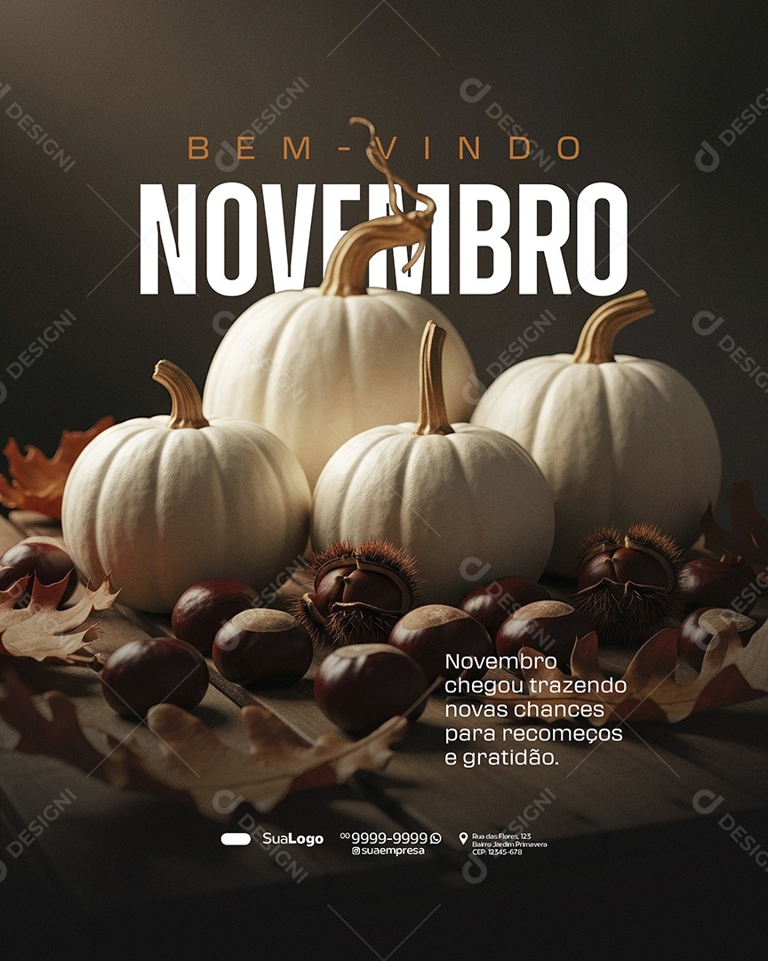 Bem vindo Novembro Novo Mês Trazendo Novas Social Media PSD Editavel