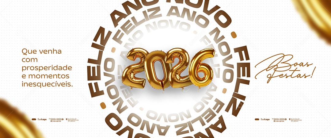 Carrossel Feliz Ano Novo 2026 que Venha com Prosperidade Social Media PSD Editável