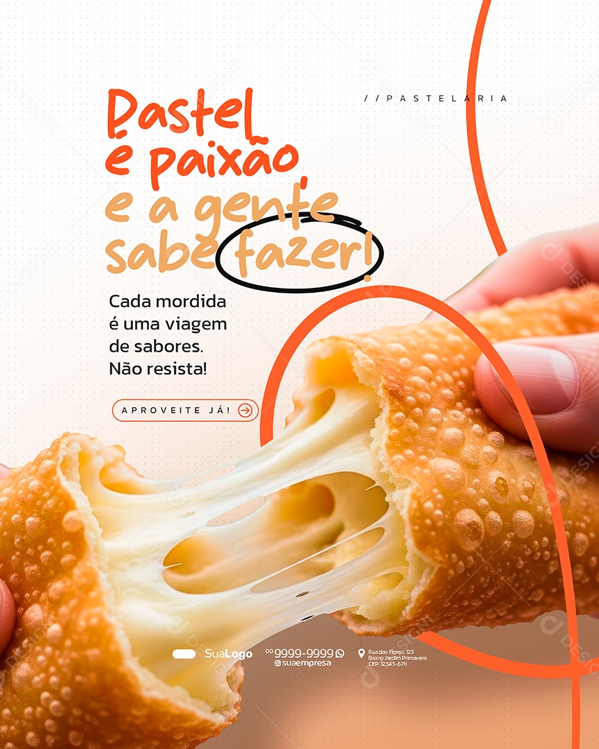 Coleção Pastelaria Cada Mordida Social Media PSD Editável