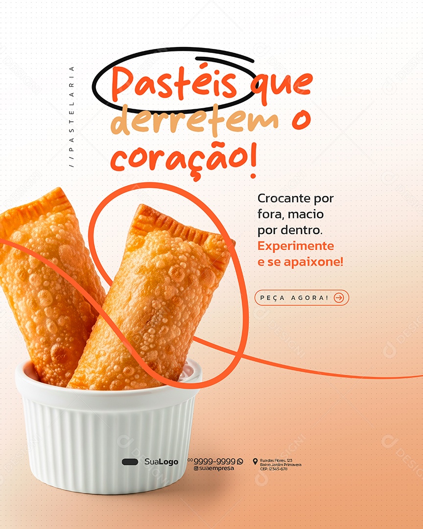 Coleção Pastelaria Crocante Social Media PSD Editável