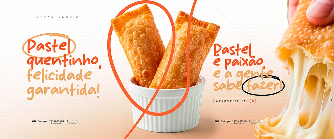 Coleção Pastelaria Pastel Quentinho Social Media PSD Editável