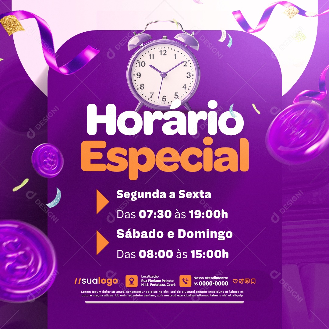 Folia de Carnaval Loja de Eletrodomésticos Horário Especial Social Media PSD Editável