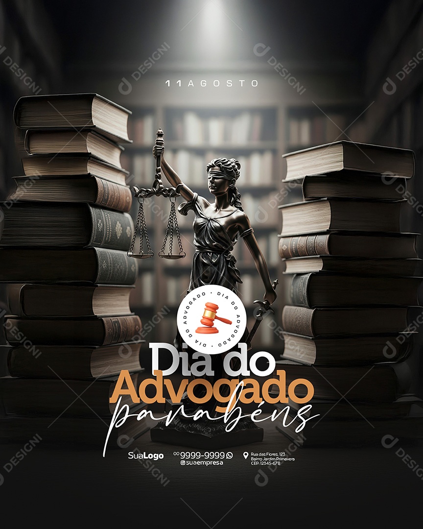 Dia do Advogado 11 de Agosto Parabéns Social Media PSD Editável