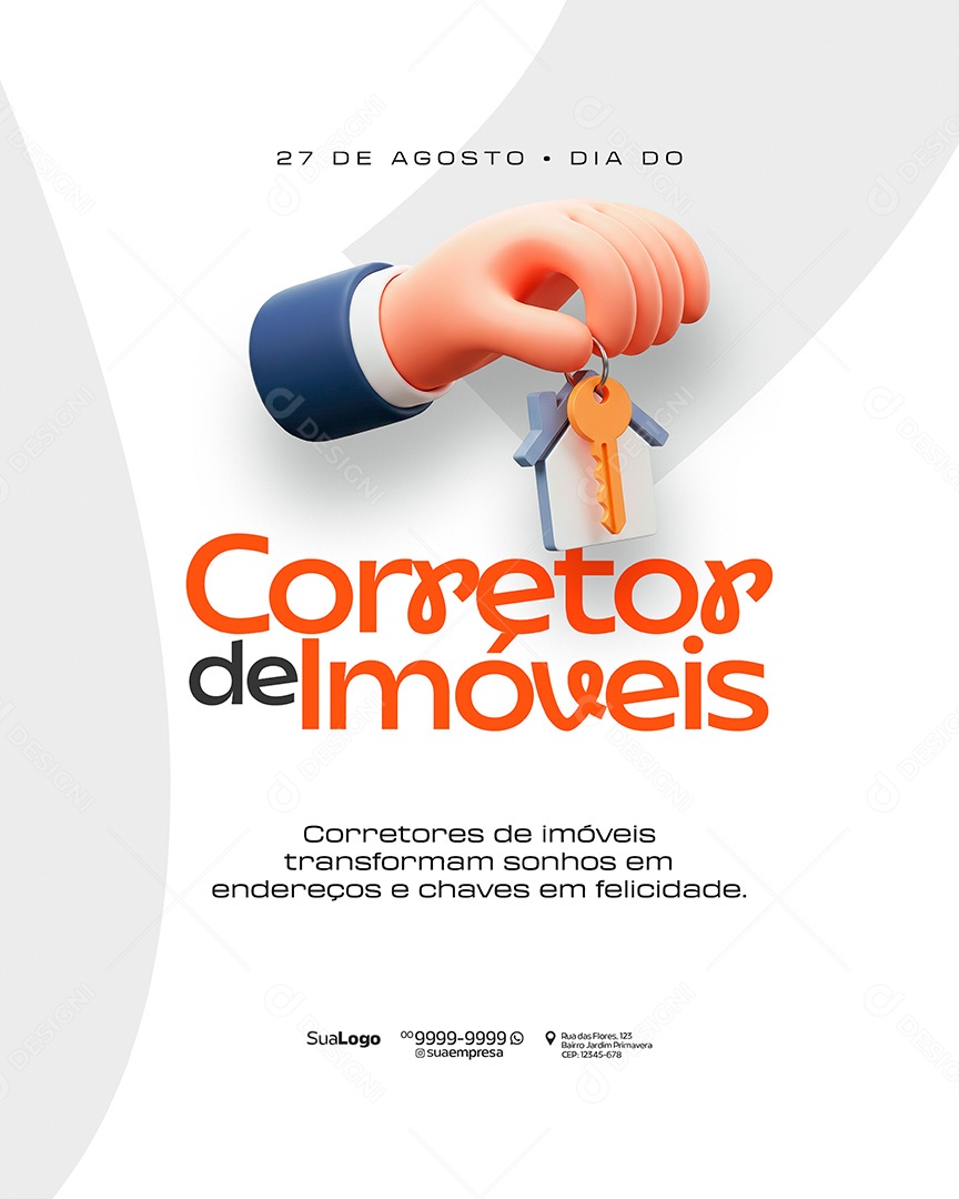 Dia do Corretor de Imoveis 27 de Agosto Corretores Social Media PSD Editavel