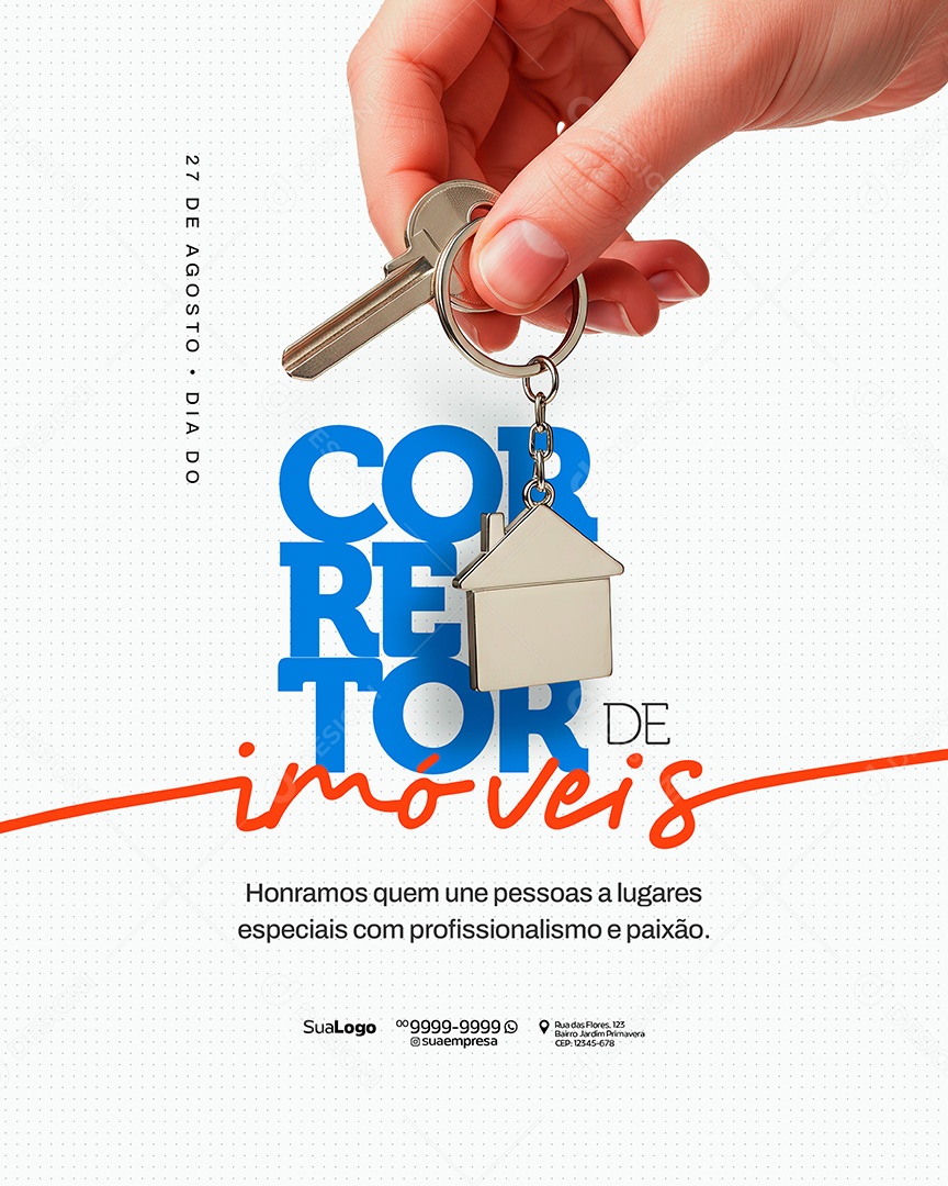 Dia do Corretor de Imoveis 27 de Agosto Honramos Social Media PSD Editavel