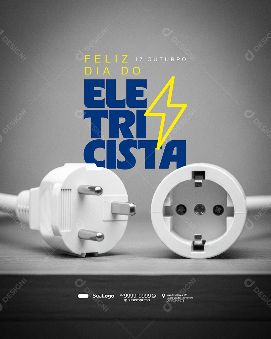 Dia do Eletricista 17 de Outubro Social Media PSD Editavel